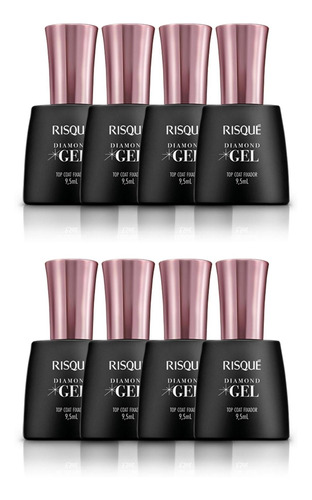 Kit Esmalte Risque Diamond Gel Top Coat Fixador 8 Unidades