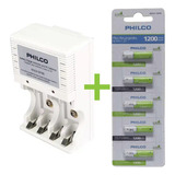 Cargador De Pilas Philco + 5 Pilas Recargables Aaa