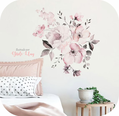 Vinilos Decorativos De Pared Flores Rosas Modernas De 58x52 