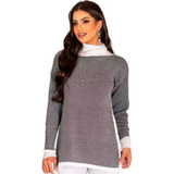 Blusa De Frio Manga Longa Tricot Liso Sueter Outono Inverno