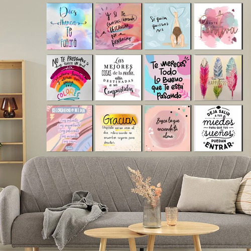 Cuadro Decorativo Frases Especiales Motivación Set 12 25x25 