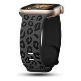 Correa Grabada Leopardo Para Apple Watch 41/40/38 Negro A.