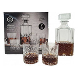 Set Whisky Botella 750ml + 6 Vasos 229cc Vidrio Labrado 
