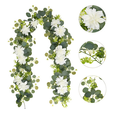 Pack de 2 Enredaderas Artificiales de Eucalipto y Dalia Blancas para Decoración | MercadoLibre