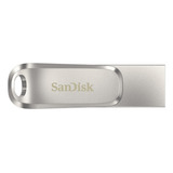 Pendrive Sandisk Ultra Dual Drive Luxe 256gb 3.1 Gen 1 Prateado