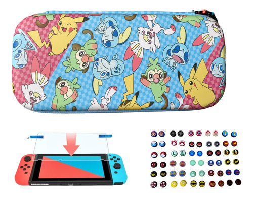 Estuche Para Nintendo Switch Edicion Pikachu +vidrio+2 Grips