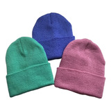 Gorro Bonete Paquete 3 Piezas Beanie Tejido Liso Bini 