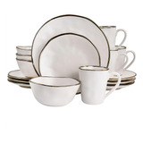 Vajilla Comedor Blanco Mate Cerámica 16 Pz Blanco Mate Con B