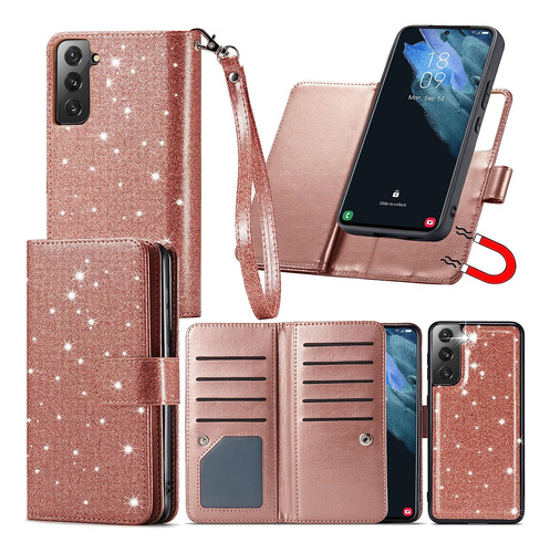 Funda Rose Gold Brillos Magnetica Para Samsung Galaxy S22