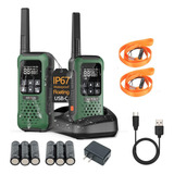 Paquete De 2 Walkie Talkies Impermeables, Ip67 Flotante Usb-