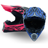 Casco Pareja Cross Motocorp Dark Pink Y Blue Spok Abs-dot