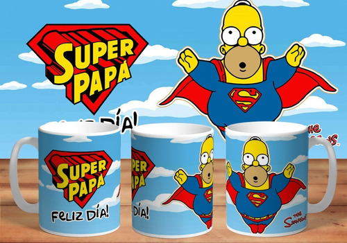 Taza - Tazón  Dia Del Padre Simpson: Super Papá
