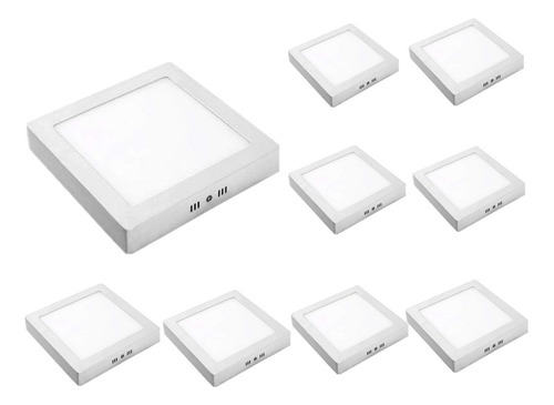 Pack10 Foco Led Panel Cuadrado Sobrepuesto 18w Luzfria