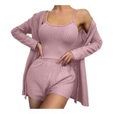 Conjunto De Pijama Para Mujer, Talla Grande, 3 Unidades