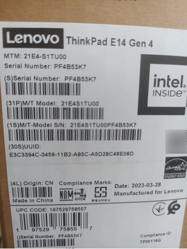 Portátil Lenovo Thinkpad E14 Gen4