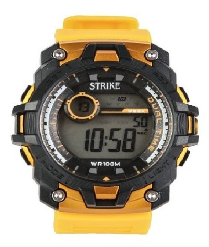 Reloj Strike Watch M1127-0kka Hombre Deportivo Color De La Correa Amarillo Color Del Bisel Negro Color Del Fondo Negro