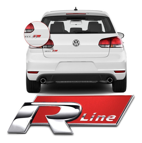 Logo Insignia Vw R Line Metálica Fondo Rojo Ing 05