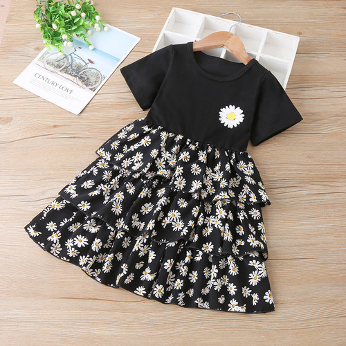 Vestido Infantil K 7352 Para Niñas Con Volantes Florales, Ca