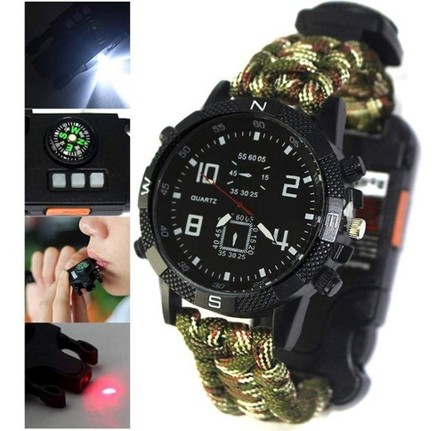 Reloj Supervivencia Táctico Militar Explorador Con Paracord