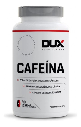 Suplemento Cafeína Pote 90 Caps Pré Treino Dux Nutrition  