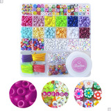 Kit Miçangas Infantil 800pçs P/fazer Pulseiras Coloridas Diy