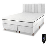 Colchão Massageador Magnético King + Cama Box + Cabeceira Cor Branco