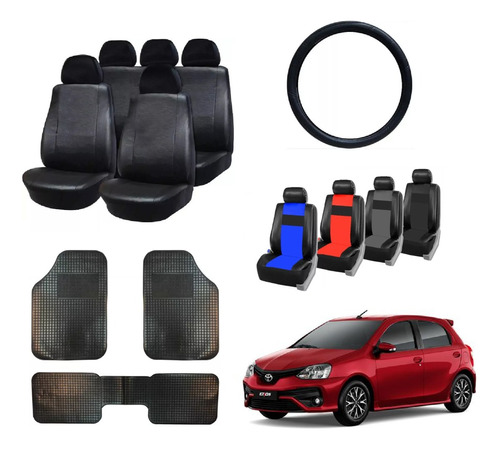 Fundas Cubre Asiento Toyota Etios + Alfombra 3 P + C/volante