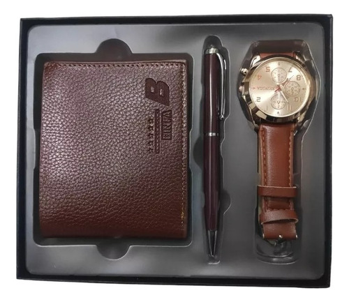 Set Regalo Billetera + Reloj + Lápiz  Para Hombre Navidad 