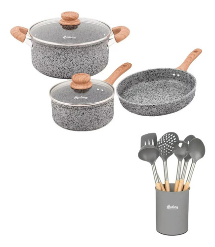 Set Hudson Original Inducción Granito Stone 6 Utensilios