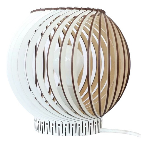 Velador Lisboa Blanco Madera Apto Led E27 Deco Ln