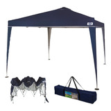 Tenda Gazebo Praia 3x3 M Sanfonada Mor Base E Topo Azul