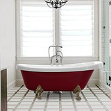 Vanity Art Freestanding Red Acrylic Bathtub Modern Stand Alo