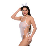 Lingerie Body  Coelhinha Transparente Coelha