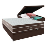 Cama + Box Baú Casal Marrom Colchão New Aspen Comfort Prime