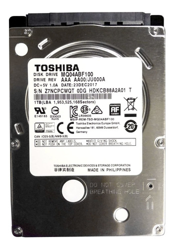 Disco Duro Toshiba De 1tb Sata 7mm 2.5 5400rpm