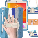 Funda Con Porta Lapiz Y Correa  iPad 8/7 Gen Rainbow Blue