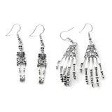 Aretes Pendientes Para Mujeres Estilo Calavera Y Mano Pack 2