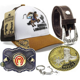 Kit Presente Infantil Bone Country + Cinto Cowboyzinho + 2 Fivela De Criança - 1 A 12 Anos