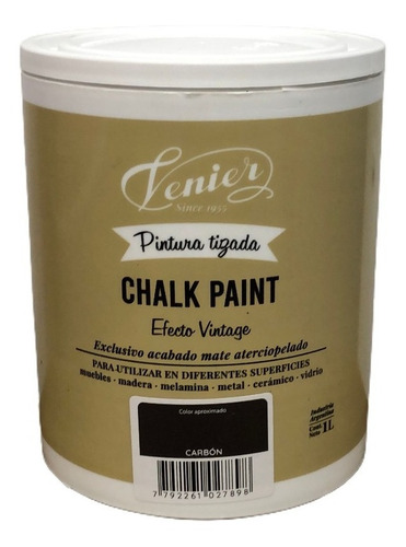 Chalk Paint Venier Tizada 8 Colores 1 Litro Tiza Color Carbon