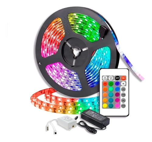 Tira Luces Led Kit Completo Rgb 5050 Control Fuente Colores