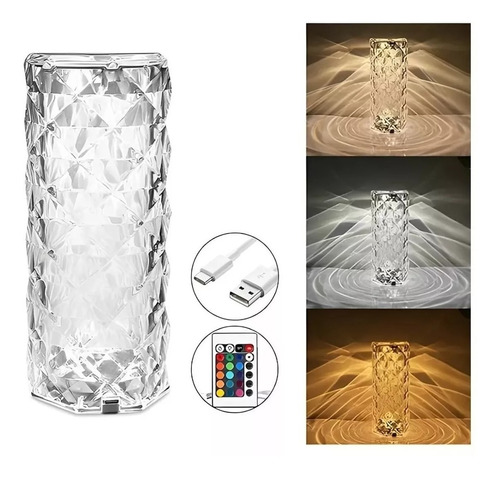 Lampara  Mesa Tactil Recargable Tipo Diamante Multicolor 