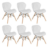 Kit 6 Cadeiras Estofadas Charles Eames Eiffel Slim Branco