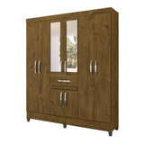 Guarda Roupa Casal 08 Portas E Espelho Castanho Wood Moval