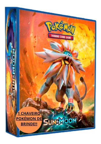 Pasta Álbum Fichário Pokemon + 20 Folhas + 6 Cartas + Brinde