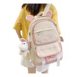 Mochila  Kawaii Colegio Juvenil Niña Linda Peluche Conejito