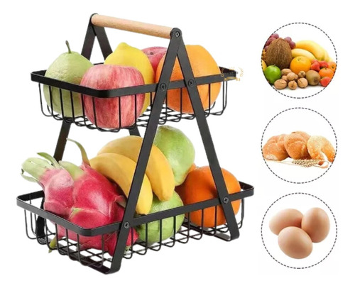 Frutero De Mesa Canasto Para Frutas Cocina Hogar 2 Niveles