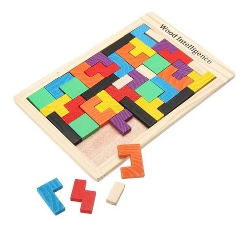 Tetris Juego Mesa Didactico Rompecabezas Madera 40 Piezas