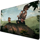 Mouse Pad Grande Teemo Y Yasuo Tocando Flauta Lol 40x90cm