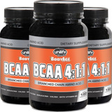 Kit 3 Bcaa 4:1:1 Unilife 180 Cápsulas 630mg Sabor Neutro