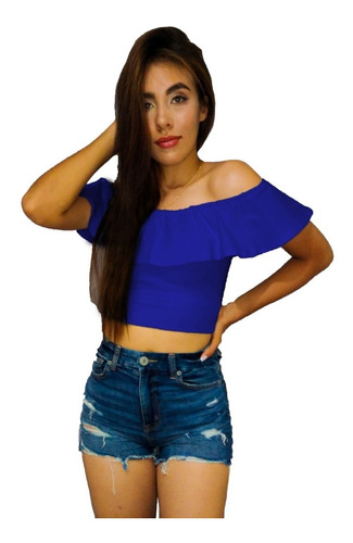 Crop Top Blusa Dama Corta Ombliguera Campesino Al Hombro